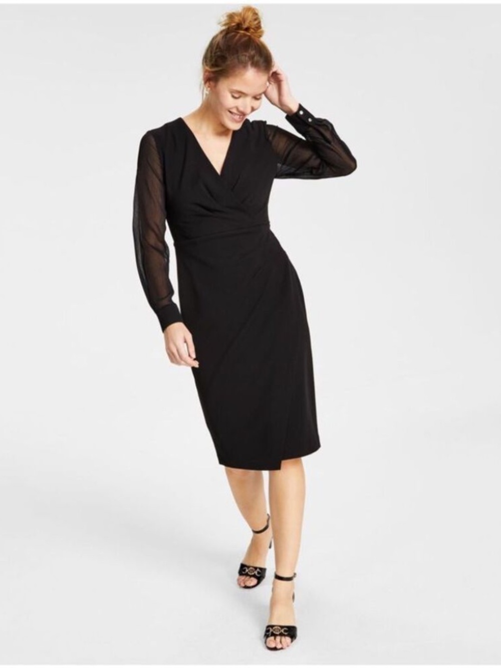 Tommy Hilfiger Chiffon Sleeve Sheath Dress,